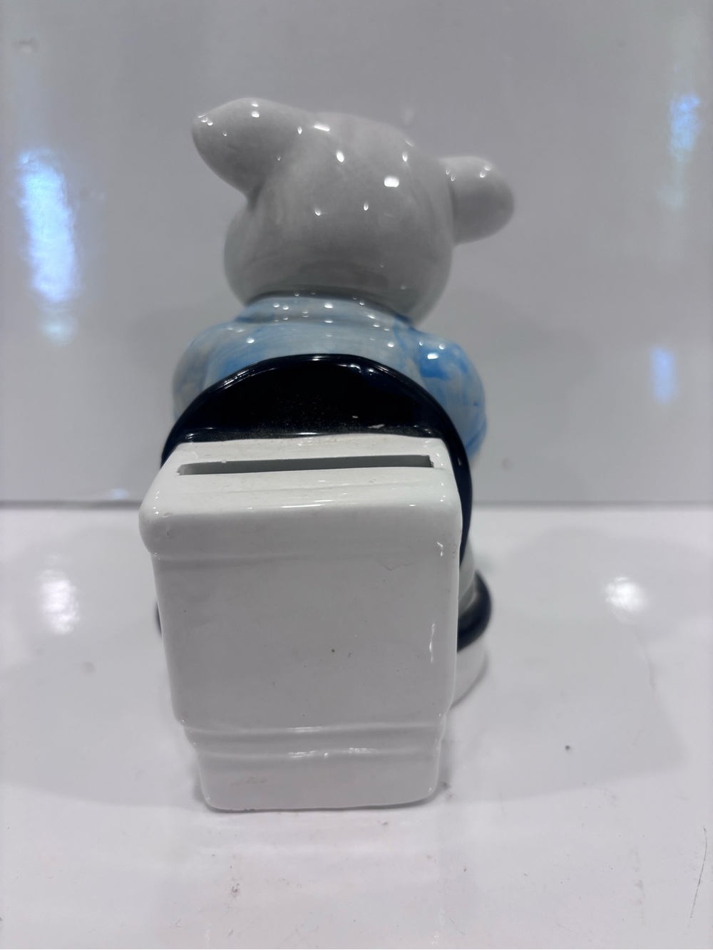 Vintage Ceramic Pig Figurine Piggy Bank On Toilet 5” Original Stopper - Picture 3 of 7